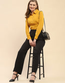 Camla Barcelona Solid Mustard Yellow Corset Style Shirt