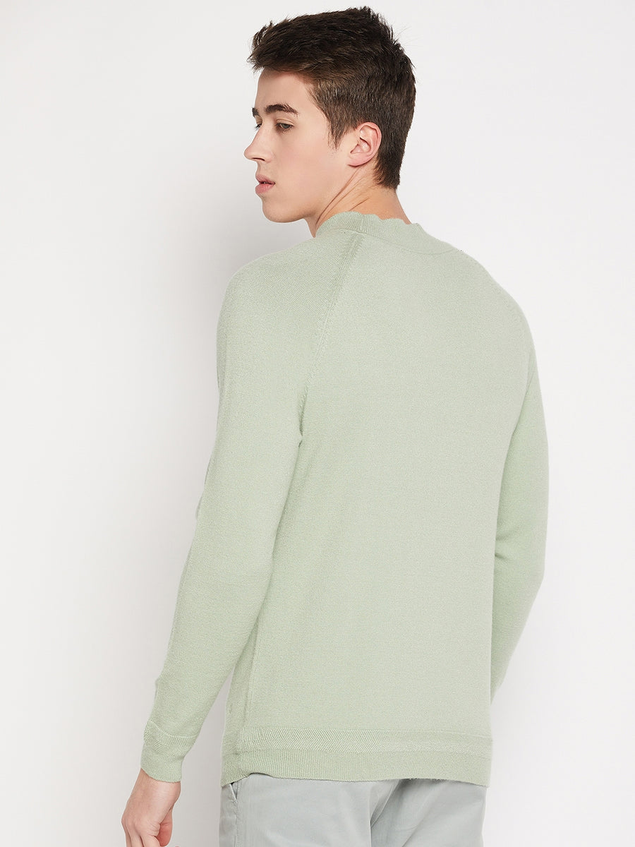 Camla Barcelona Mock Neck Pista Green Sweater For Men