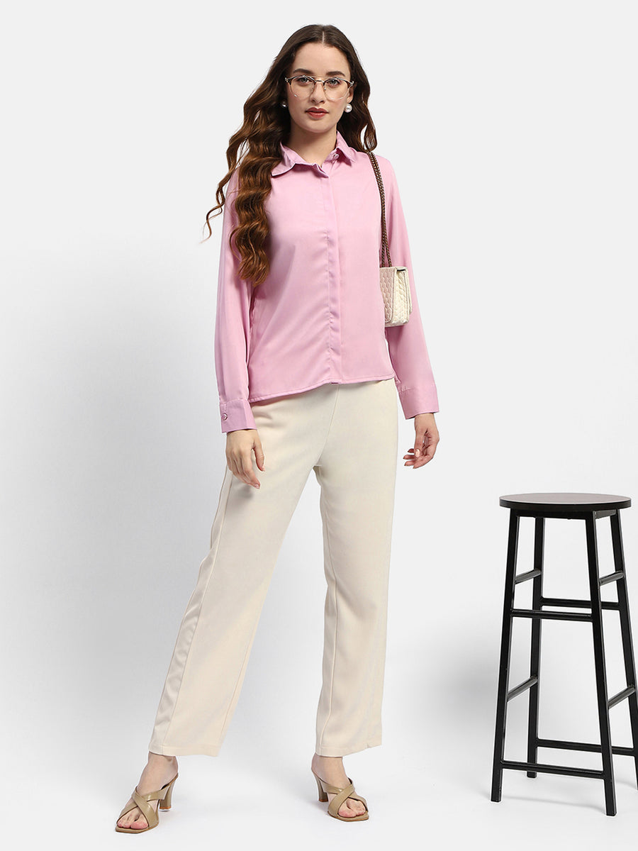 Madame Solid Pink Regular Shirt