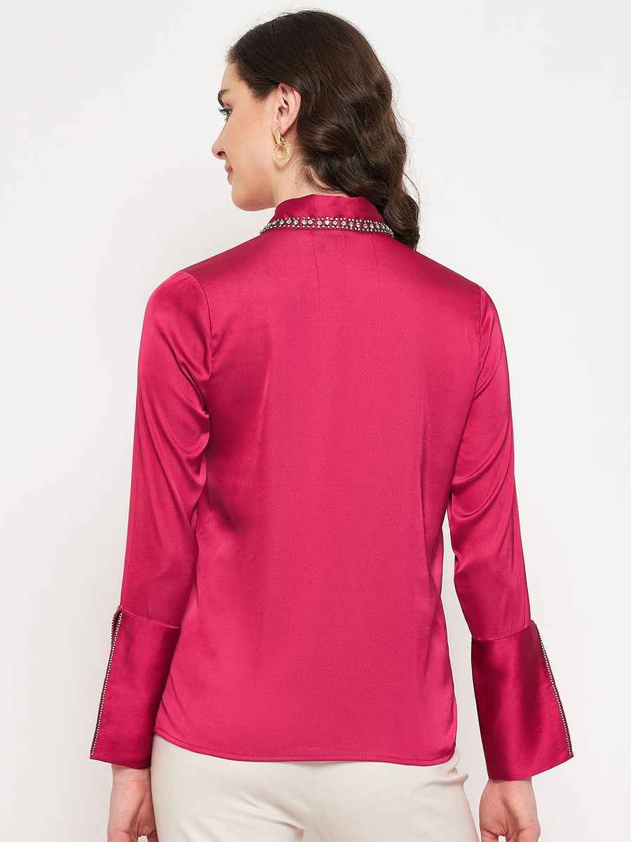 Madame Hot Pink Satin Shirt