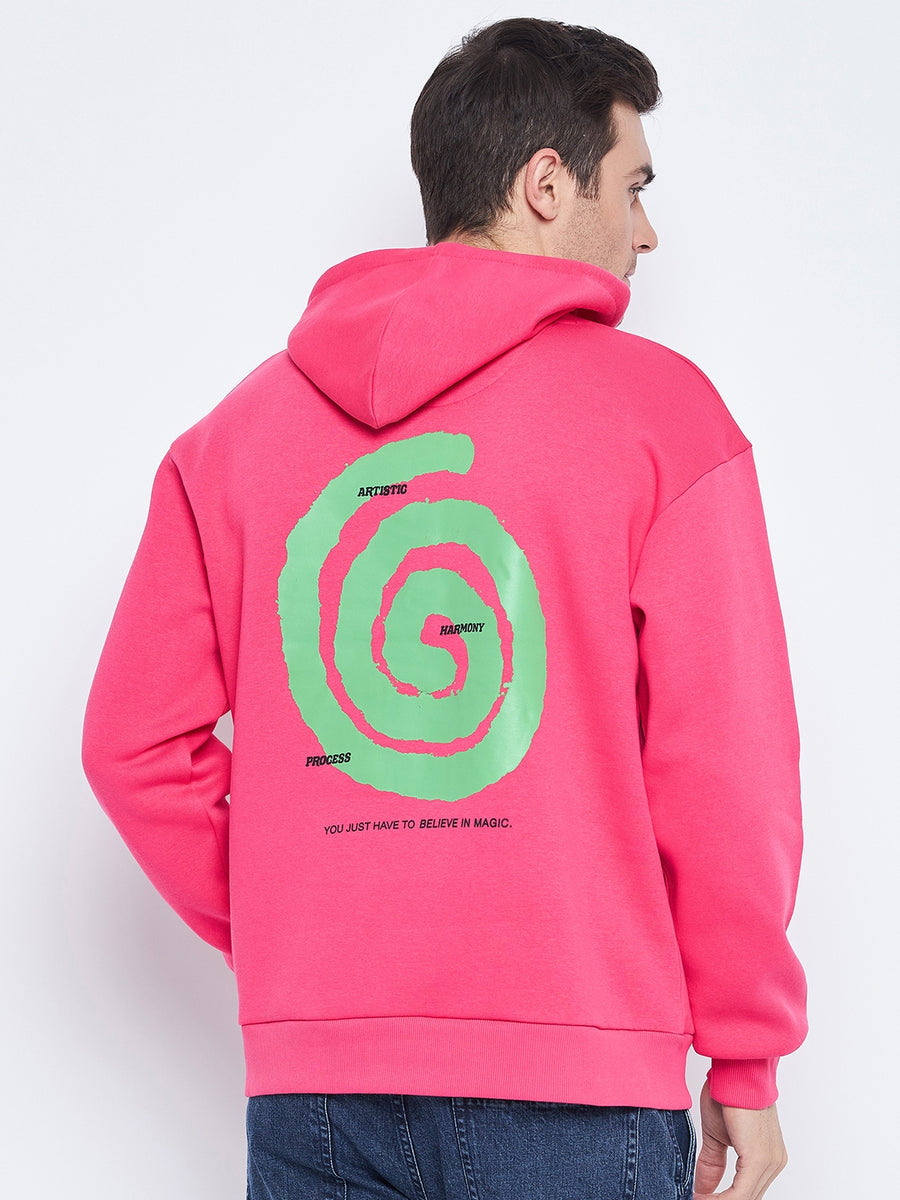 Camla Barcelona Graphic Print Hot Pink Hooded Sweatshirt