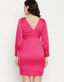 Madame Hot Pink Surplice Neckline Dress