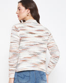 Madame Abstract Knit White Sweater for Women
