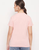 Madame Pink Typography Cotton Regular Fit  Tshirt