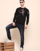 Camla Barcelona Graphic Printed Black Cotton Sweatshirt