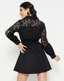 Madame Black Lace Fit-Flare Dress
