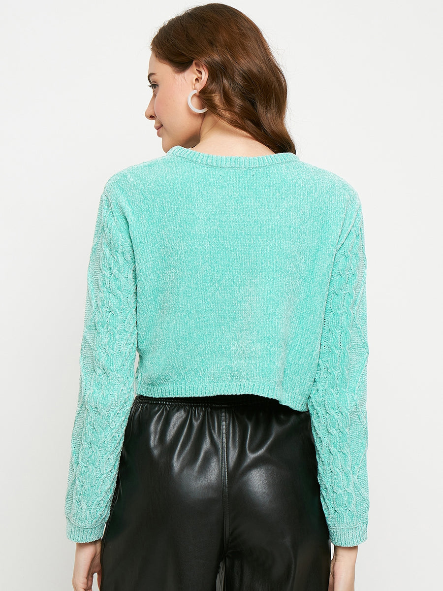 Madame Sea Green Cable Knit Sweater
