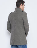 Camla Barcelona Stand Collar Chequered Black Woollen Coat