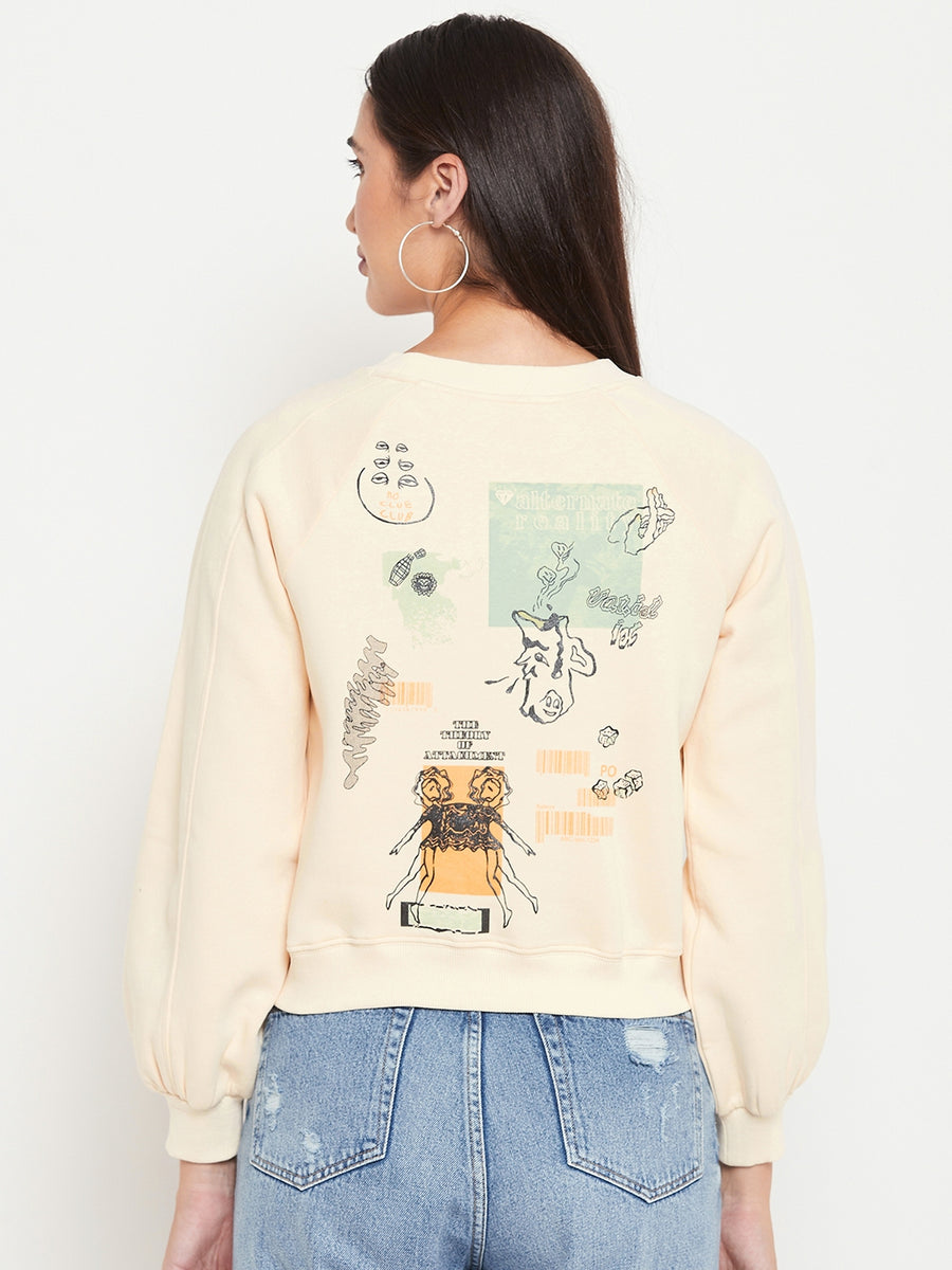Camla Cream Printed Sweatshirt