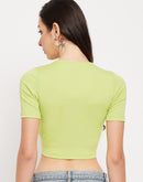 Madame Green Ruched Tie Detailed Crop Top