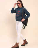 Camla Barcelona Cotton Disney Printed Teal Sweatshirt