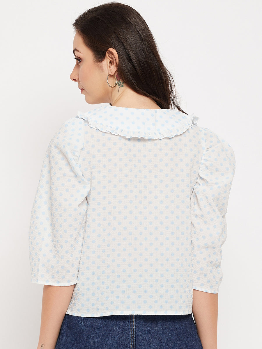 Camla Barcelona White Peter Pan Collar Top