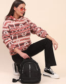 Camla Barcelona Aztec Print Hooded Brown Sweatshirt