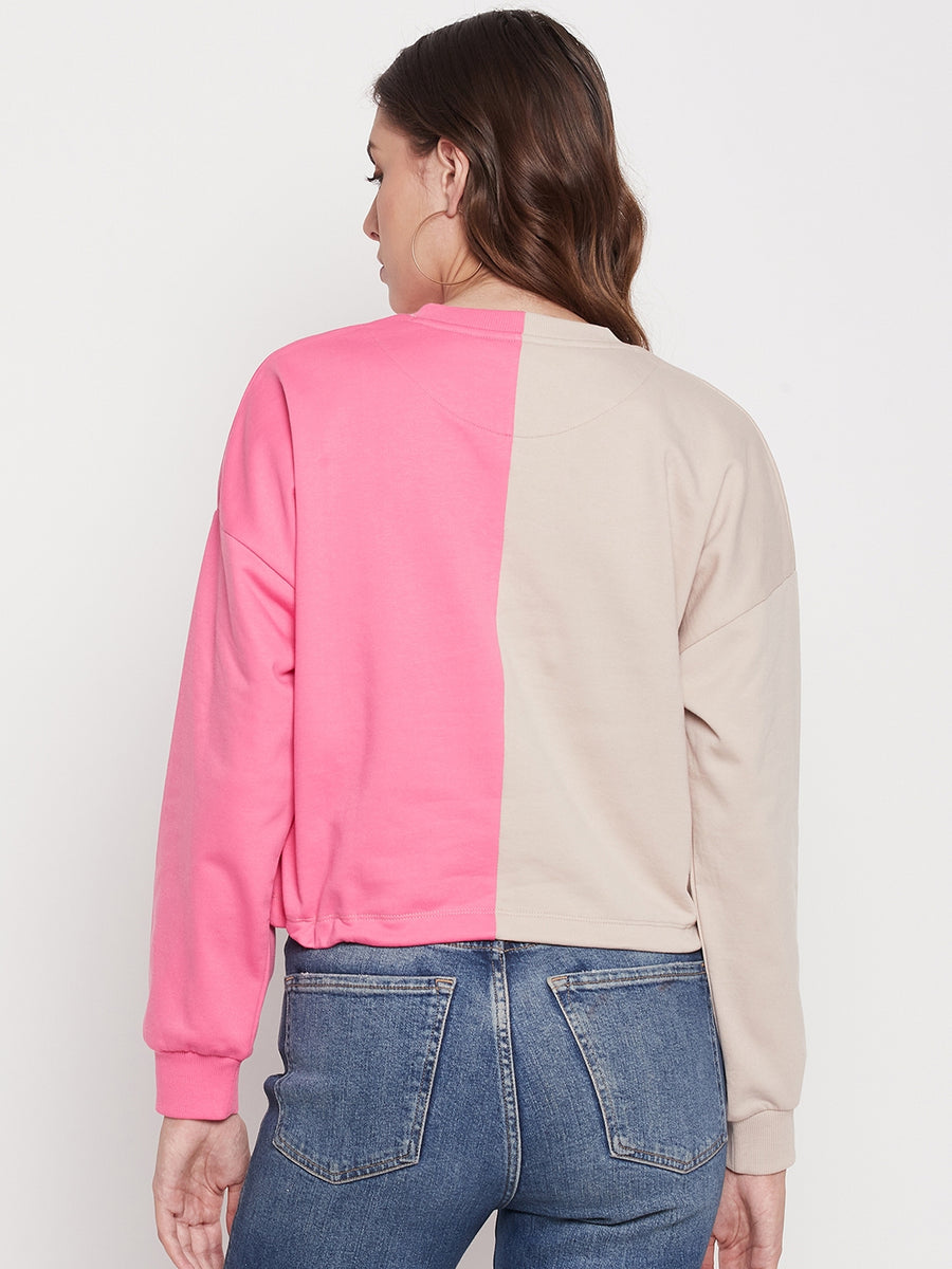 Madame Fuchsia Pink Color Block Sweatshirt
