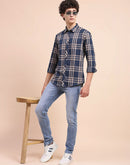 Camla Barcelona Chequered Blue Regular Shirt