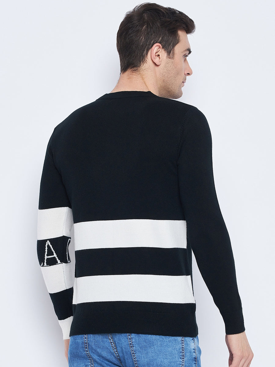 Camla Barcelona Colourblocked Black Sweater For Men