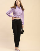 Camla Barcelona Smocked Lilac Crop Shirt