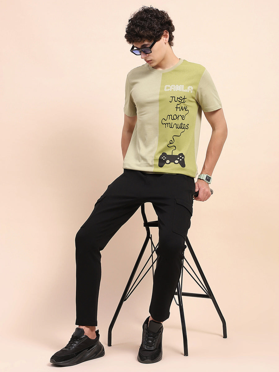 Camla Barcelona Graphic Print Sea Green Crew Neck T-Shirt