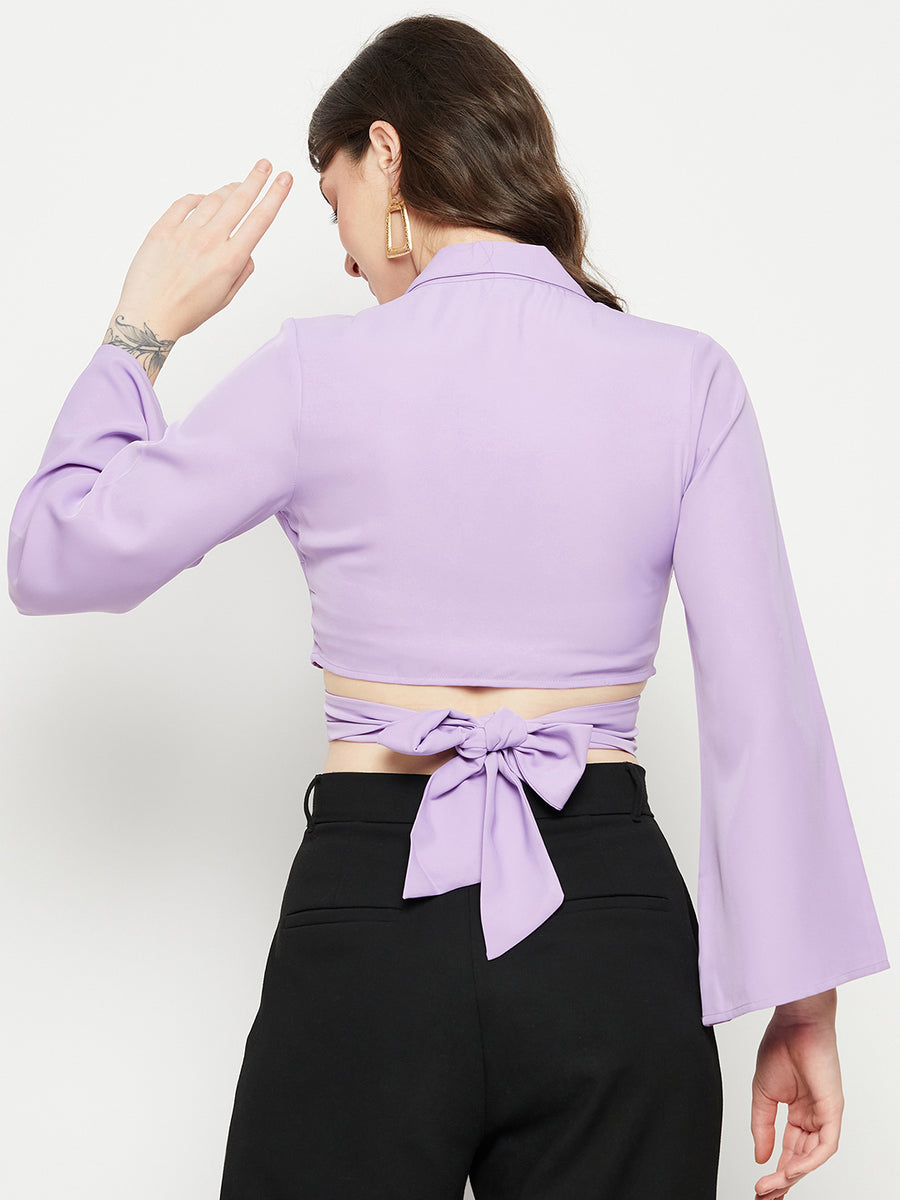 Madame Lilac Tie-back Crop Top