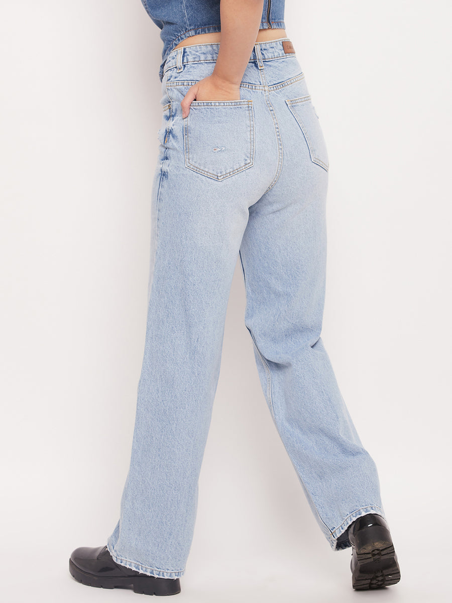 Camla Barcelona Light Blue Distressed Boyfriend Fit Jeans