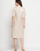 Camla Barcelona Sequin Embellished Midi Fawn A Line Dress