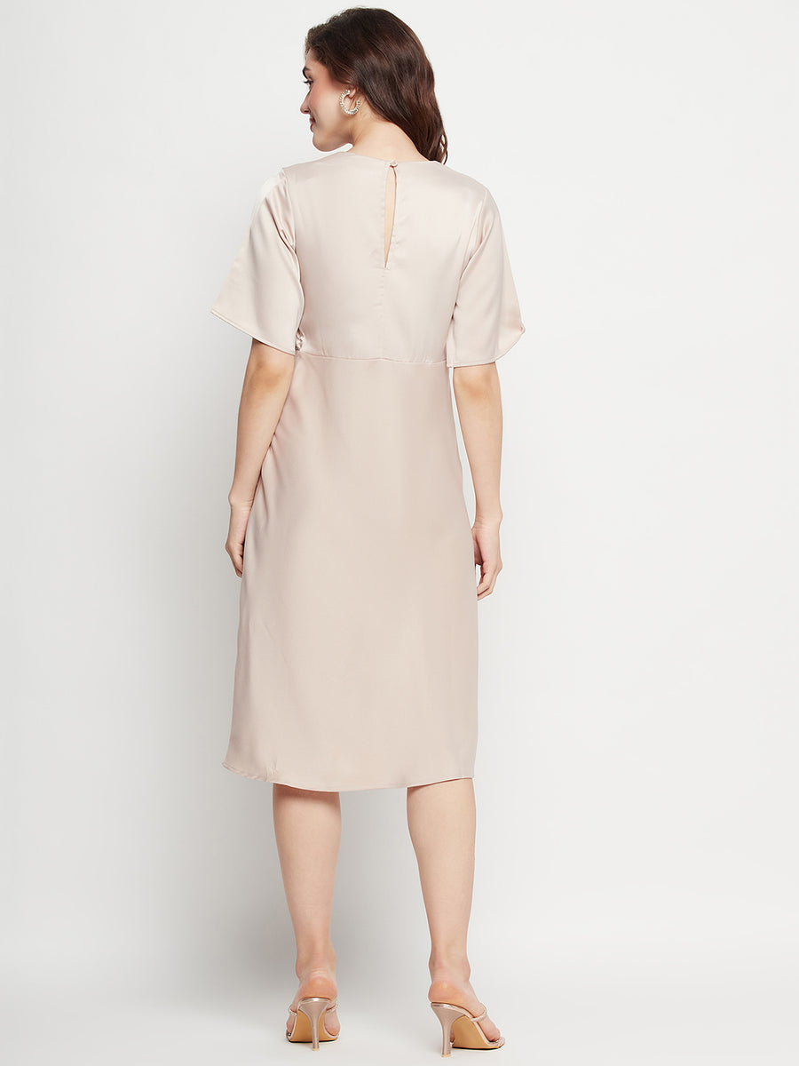 Camla Barcelona Sequin Embellished Midi Fawn A Line Dress