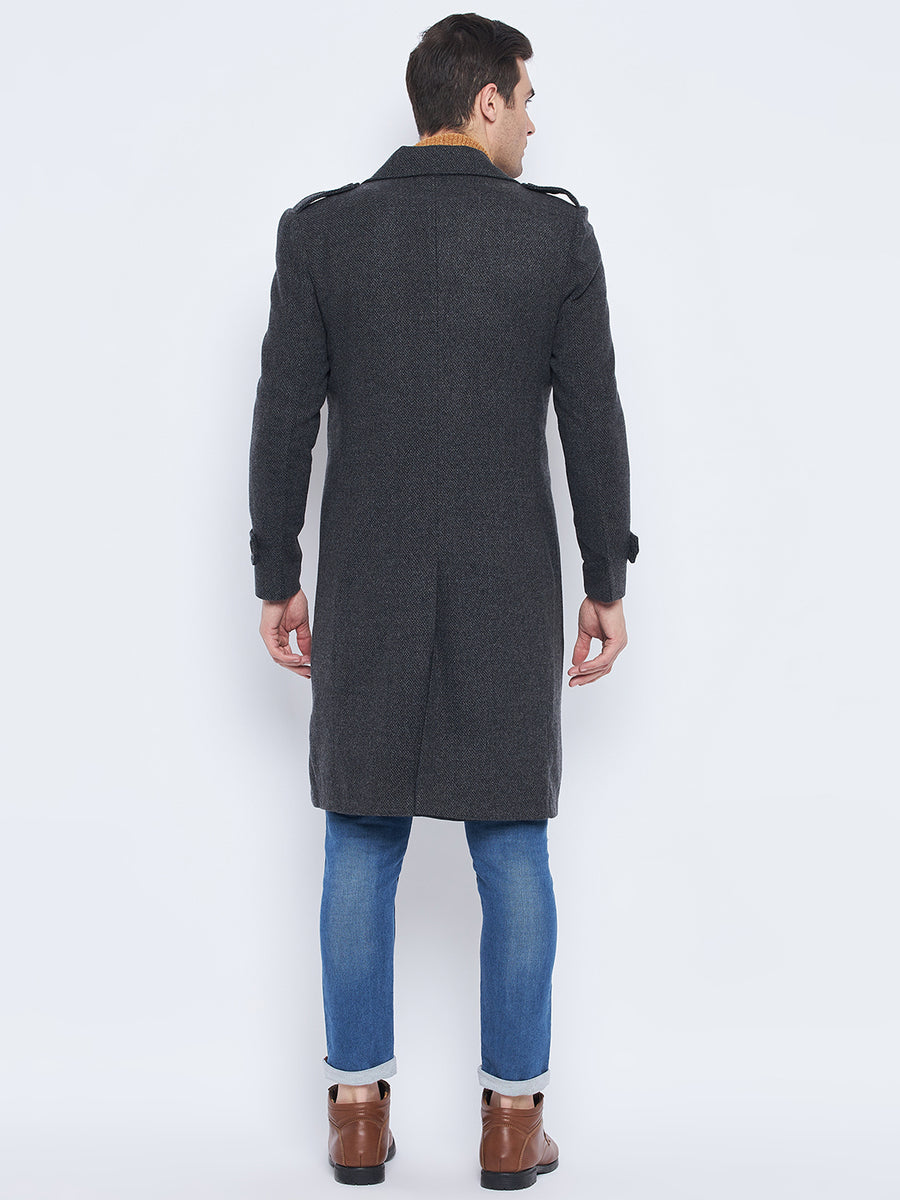 Camla Barcelona Lapel Collar Black Longline Overcoat