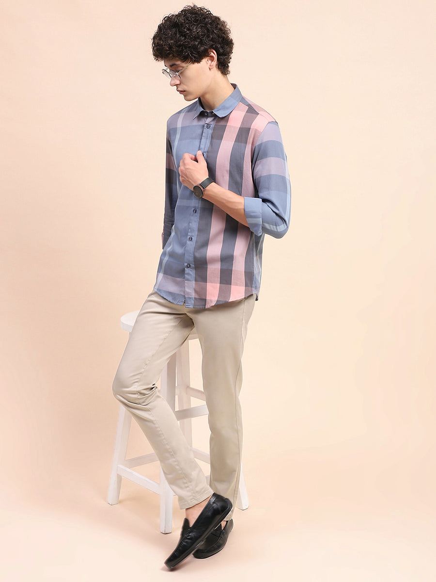 Camla Barcelona Chequered Grey Regular Shirt