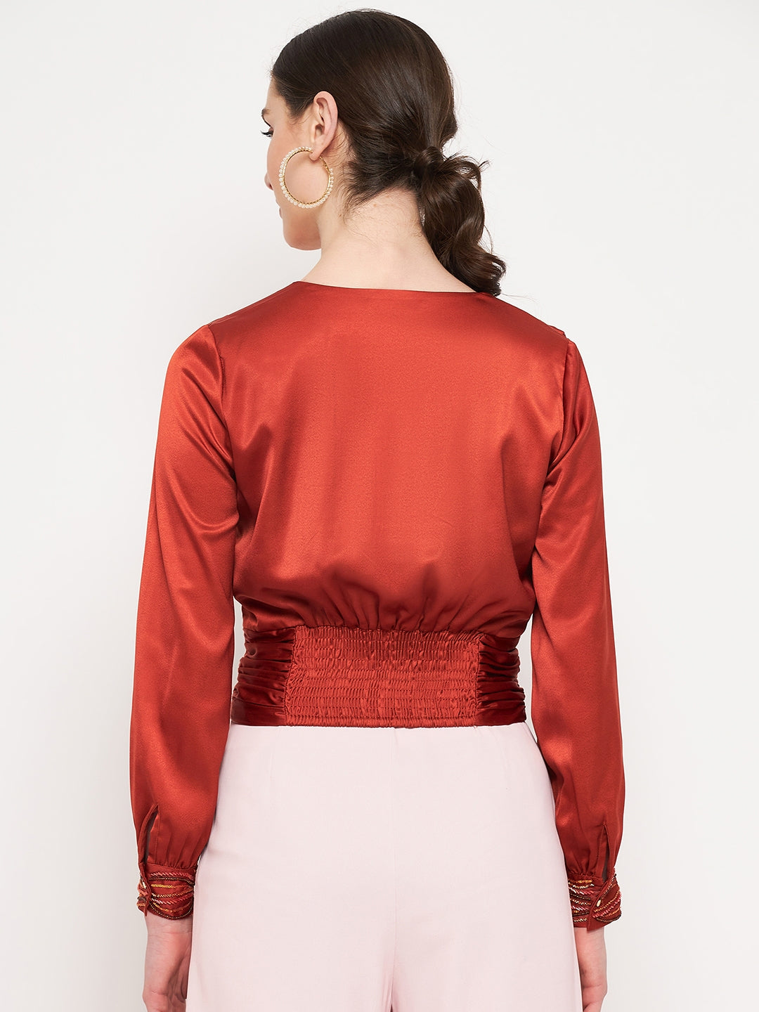 Camla Barcelona Rust  Satin Top For Women