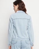 Camla Barcelona Solid Ice Blue Denim Jacket