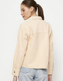 Camla Peach Solid Jacket For Women