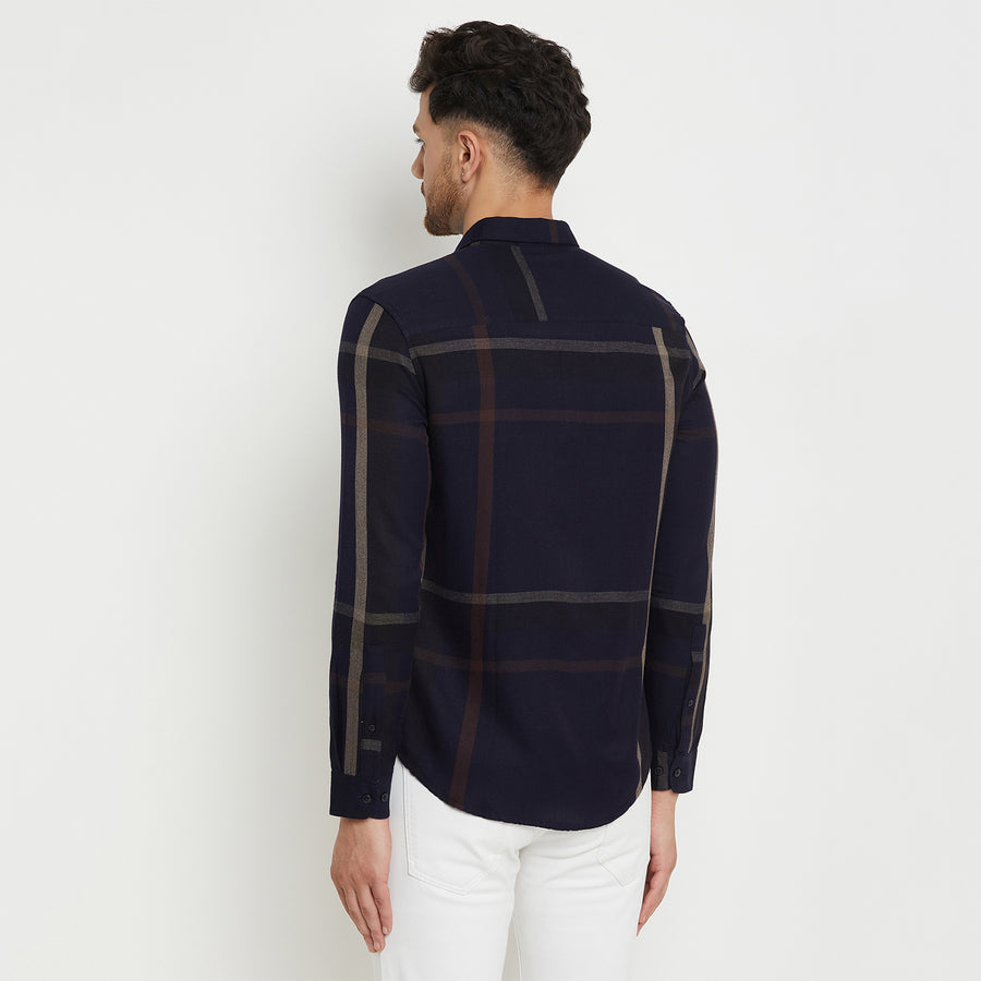 Camla Barcelona Chequered Navy Blue Shirt