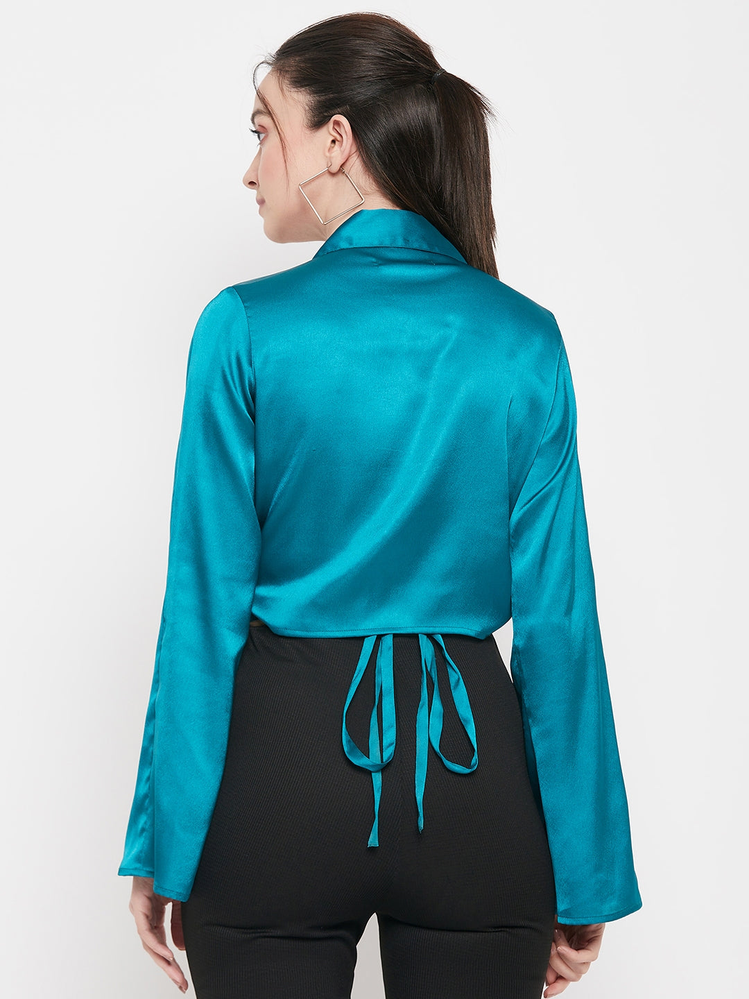 Camla Barcelona Green Satin Top For Women