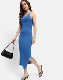 Madame Shanaya Kapoor V-Neck Cobalt Blue Bodycon Dress