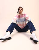 Camla Barcelona Ombre Print Mock Neck Off White Sweater