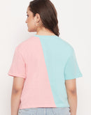 Madame Sky Colourblocked Round Neckline Cotton Tshirt