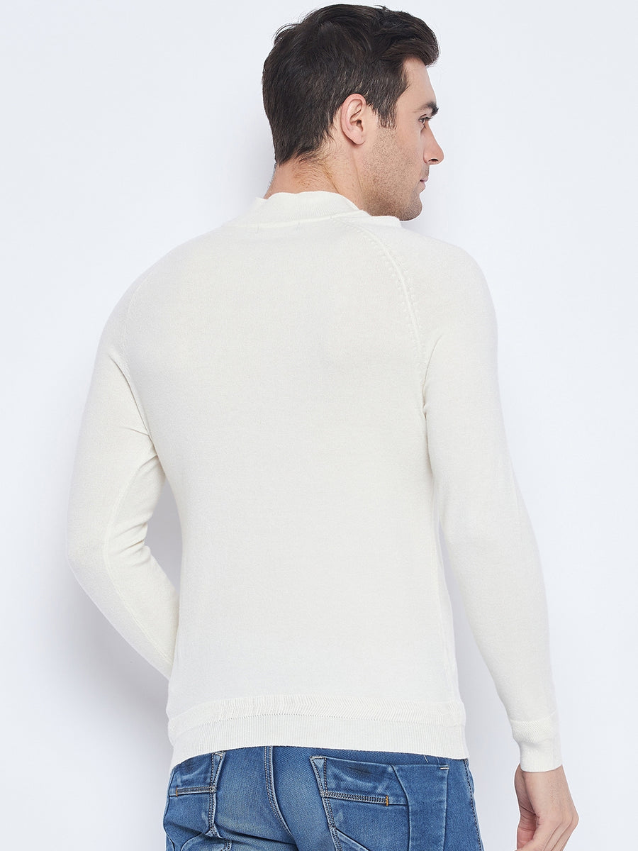 Camla Barcelona Mock Neck Cream Sweater For Men