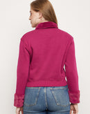 Madame Plum Faux Fur Collared Crop Sweatshirt