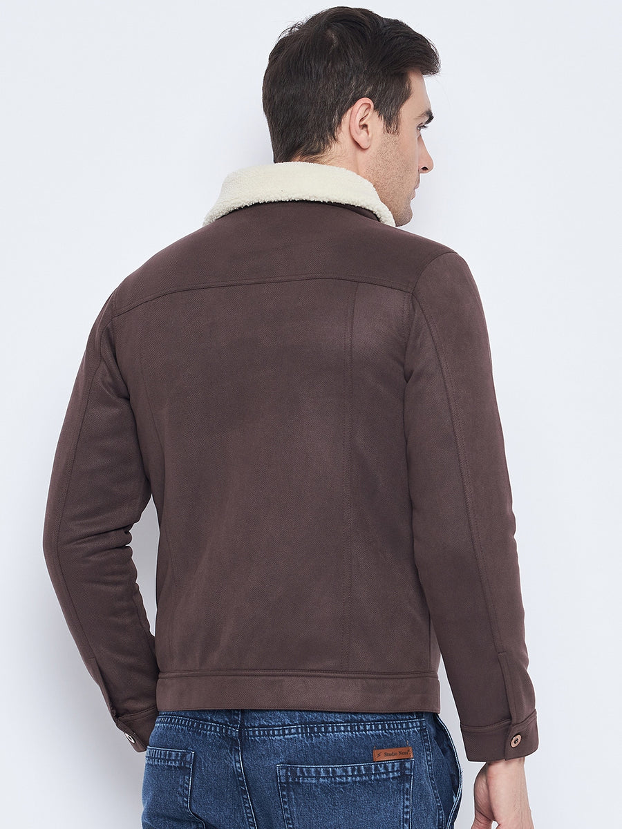 Camla Barcelona Sherpa Collar Brown Denim Jacket