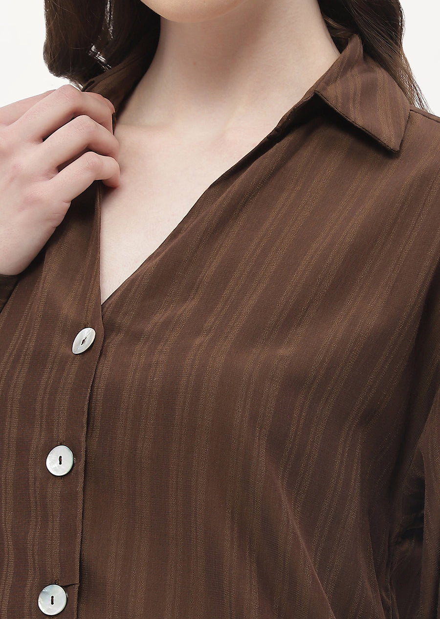 Madame Striped Brown Regular Shirt