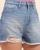 Camla Barcelona Distressed Indigo Blue Denim Shorts