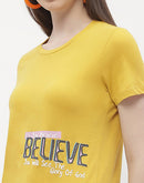 Madame Typography Mustard Yellow Regular T-shirt