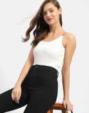 Madame Hoop Strap Off White Ribbed Tank Top