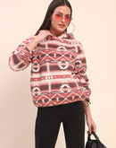 Camla Barcelona Aztec Print Hooded Brown Sweatshirt