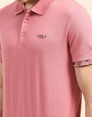 Camla Barcelona Solid Dusty Pink Polo Neck T-shirt