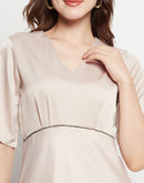 Camla Barcelona Sequin Embellished Midi Fawn A Line Dress
