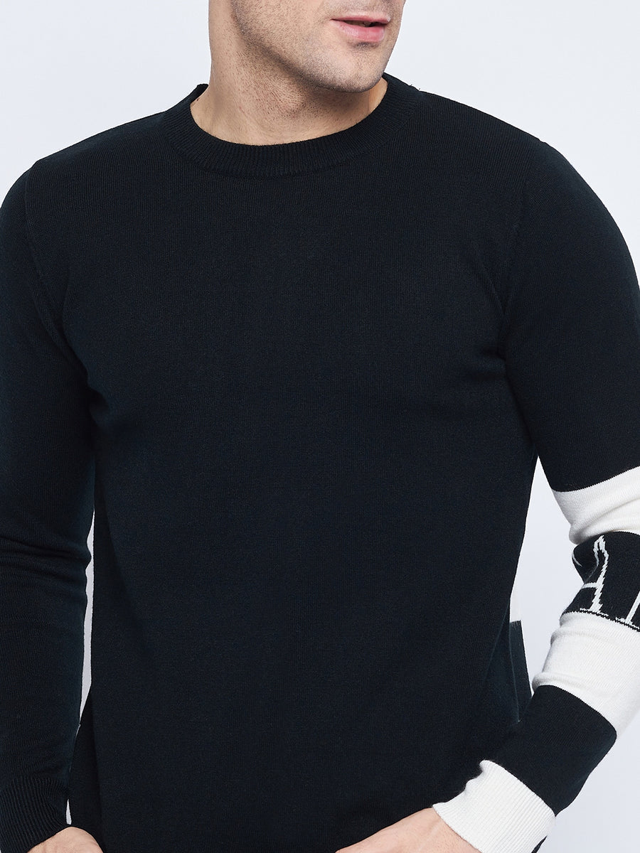 Camla Barcelona Colourblocked Black Sweater For Men