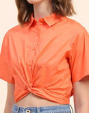 Camla Barcelona Knotted Coral Crop Shirt