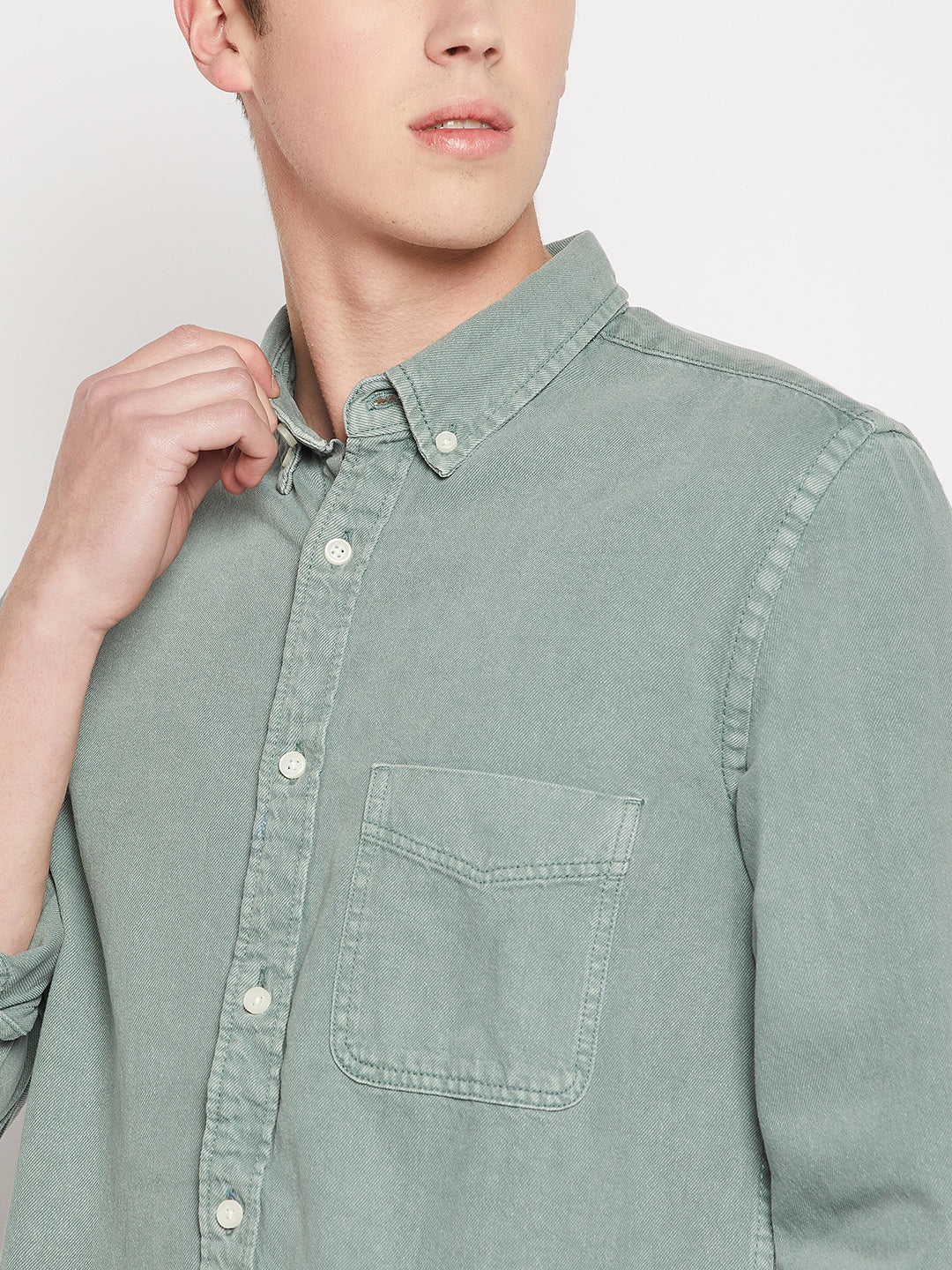 Camla Barcelona Washed Sage Green Shirt For Men