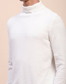 Camla Barcelona White Mock Neck Full Sleeve Sweater